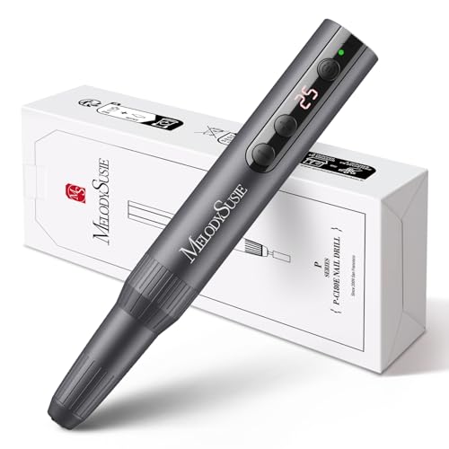 MelodySusie Pen-Shaped Portable Cordless Nail Drill, PC180E 25000RPM Rechargeable Electric File with...