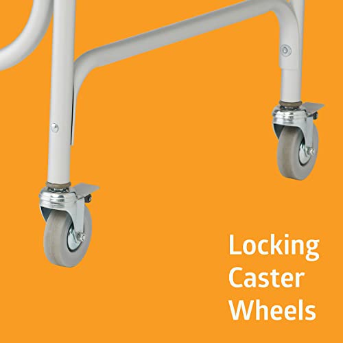 Medline Aluminum Padded Shower Chair Commode With 4 Locking Casters, 300 Lbs. Capacity — For Restroom, Bathroom & Wheelchair Transfer To Toilet, 1 Ct. #TOP5