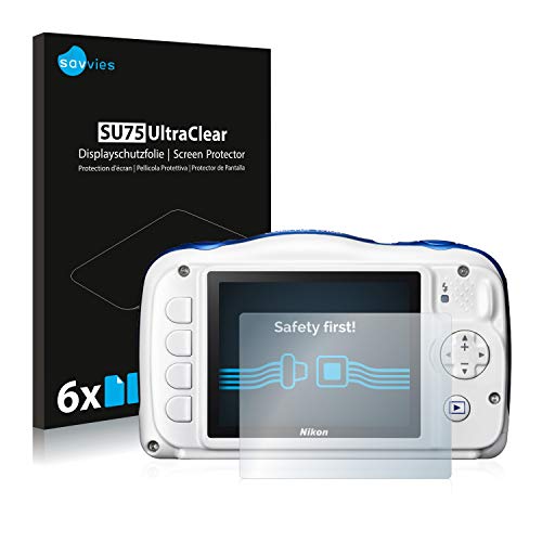 savvies Protector Pantalla Compatible con Nikon Coolpix W100 (6 Unidades) Pelicula Ultra Transparente