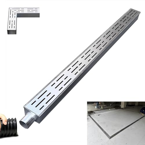 Caniveau de drainage mince kit complet de goulotte de sol inox pour sublimer une terrasse moderne