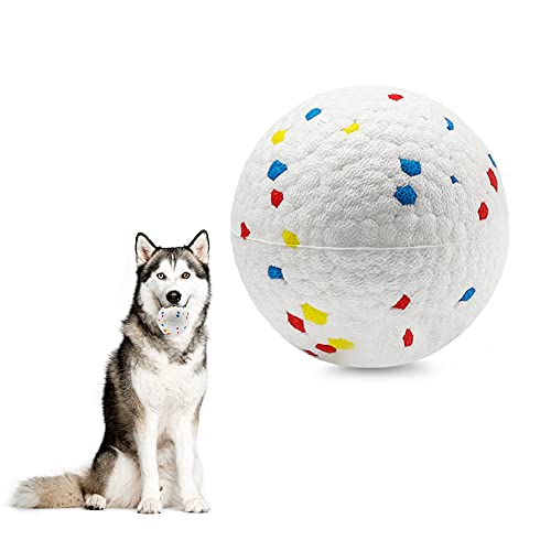PETSLA Dog Ball Toys for Aggressive Chewers, Indestructible Dog Ball Float On Water Fetch Bouncy Durable Solid TPR Rubber Ball for Power Chewers (L Polka Dot Color 1PK)