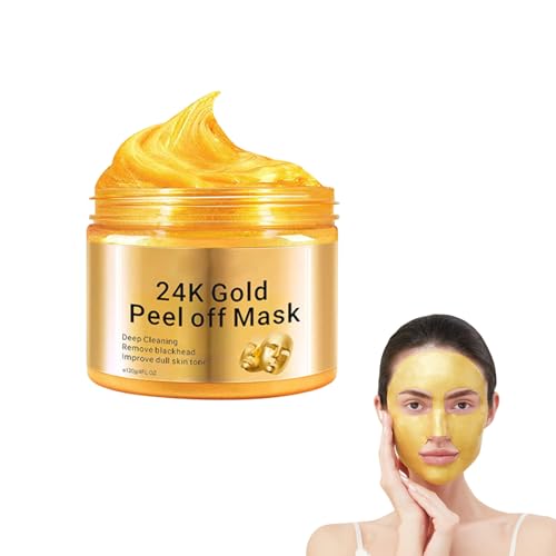 WAWJ Mascarilla exfoliante de oro de 24 K, limpieza profunda, mascarilla antiedad con ácido hialurónico de colágeno, hidratante para todos los tipos de piel, 120 g