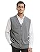 TopTie Men Sweater Vest Solid Knitted Lightweight Thermal Cardigan-Gray-XL