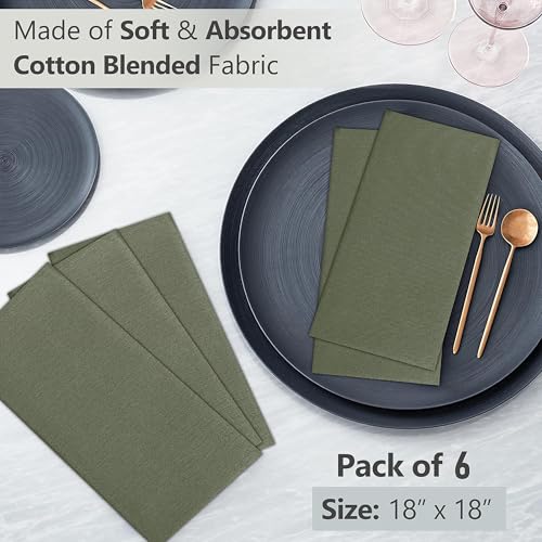 Image of Ruvanti Cloth Napkins Set of 4, 18x18 Inches Napkins Cloth Washable, Soft, Durable, Absorbent, Cotton Blend. Table Dinner Napkins Cloth for Hotel, Lunch, Restaurant, Wedding Parties - Martini Olive