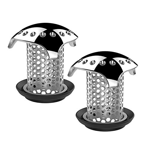 Uxoz 2 Pack Drain Hair Catcher,Stainless Steel Bathtub Drain Protector, Anti-Rust/Long Service Life