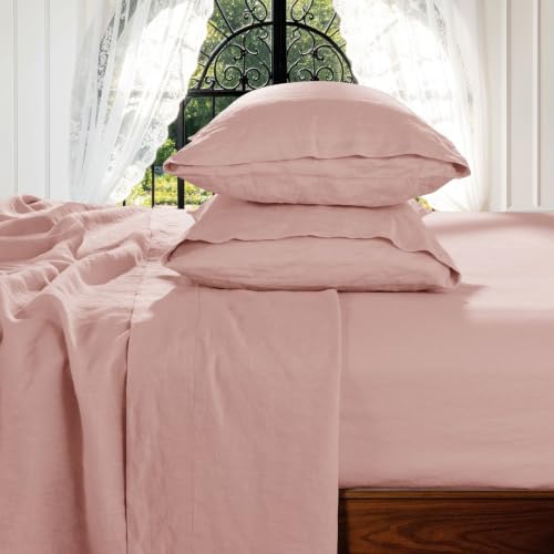 Shilucheng 100% French Linen Sheets - King Size Bed Sheets