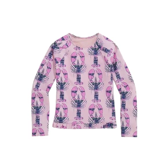 vineyard vines Girls Lobster Flamingo Ruffle Rashguard & Bikini Bottom Set M 10-122