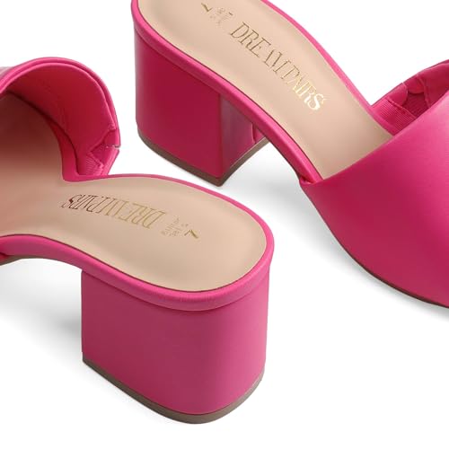 Image of DREAM PAIRS Women's Square Open Toe Heels Sandals Low Block Chunky Heeled Sandals Slide Sandals Slip on Comfortable Casual Pumps Shoes