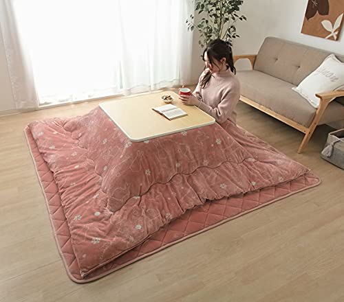 こたつ布団 正方形 洗える スノーラビット こたつ掛け布団 スモーキーピンク 約185×185cm フランネル 抗菌 防臭 kotatsu huton 厚掛け 厚手 リバーシブル おしゃれ 北欧 無地 うさぎ ウサギ 兎 ＃9831372
