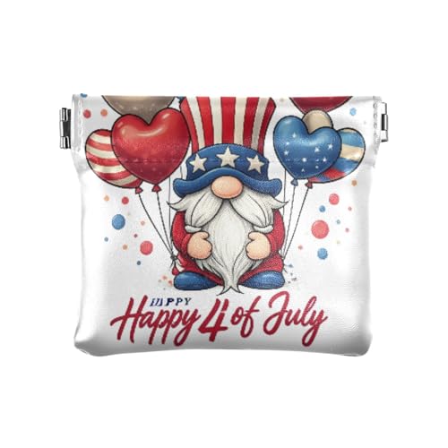 Gnome Red Hat Coin Purse Leather Pouch Change Purse, Squeeze Coin Pouch for Cards, Keys & Lipsticks, Unisex