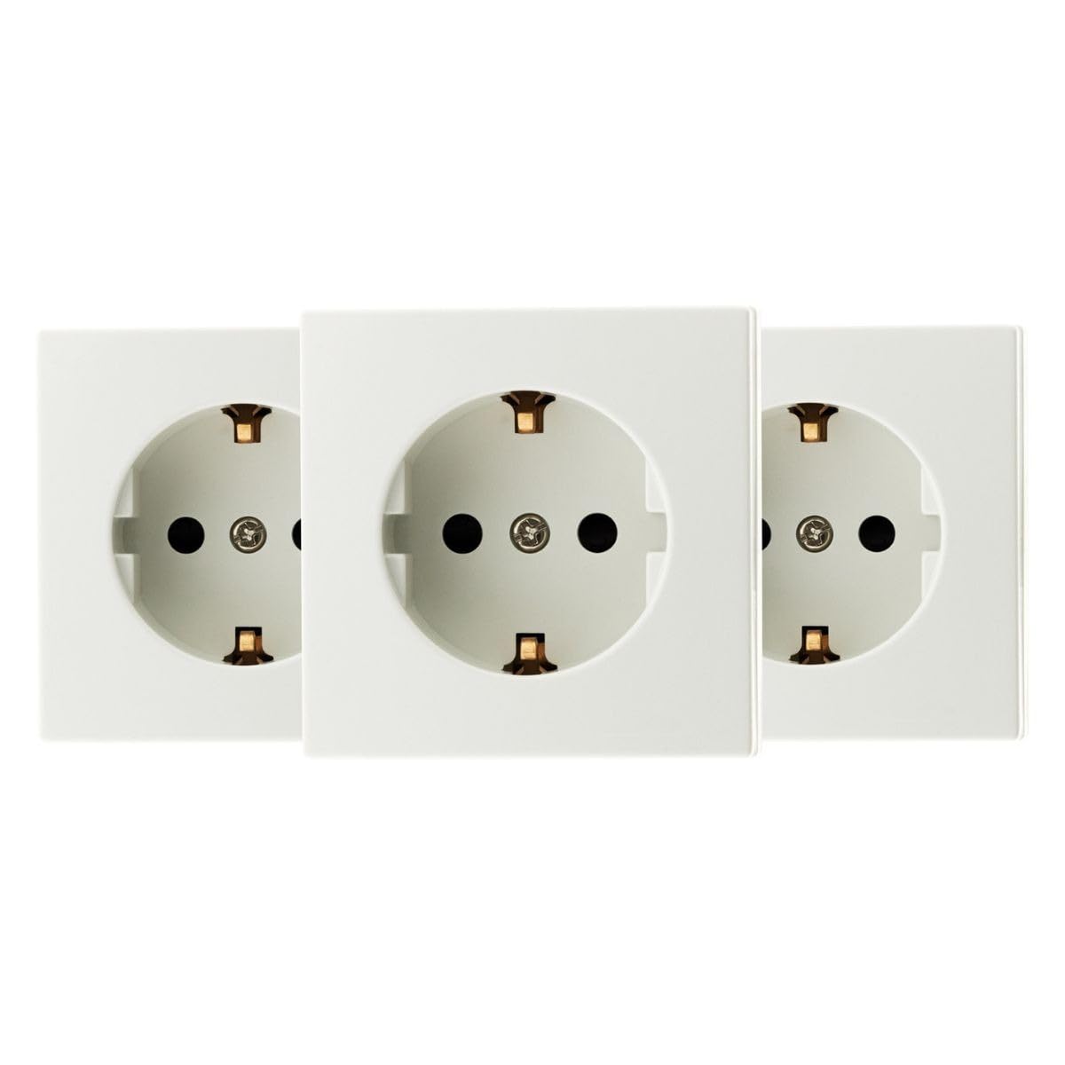 Zenitech, base Schuko 16 A, blanca, pack de 3, compatible con molduras estándar, mecanismo extraíble, instalación rápida y sencilla, montaje en superficie