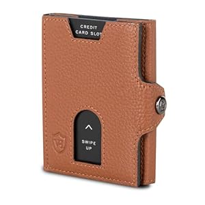 VON HEESEN Slim Wallet mit Münzfach & RFID-Schutz – Leder Geldbeutel – Mini Geldbörse für Herren und Damen – Kartenetui Echtleder Karten Portemonnaie klein – Kreditkartenetui Cognac-Braun