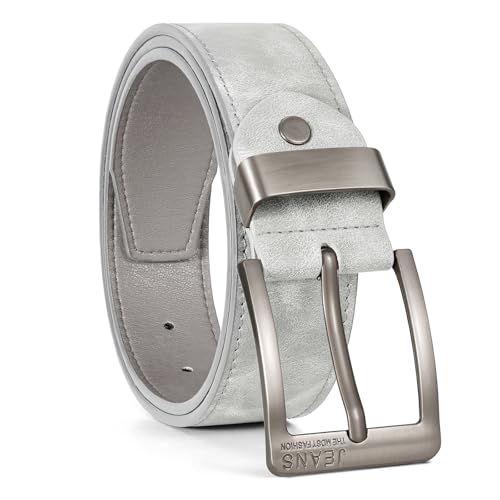 SANSTHS Soft Mens Belt PU Leather Work Belt with Buckle Classic Leather Jeans Belts for Men Work Business Casual