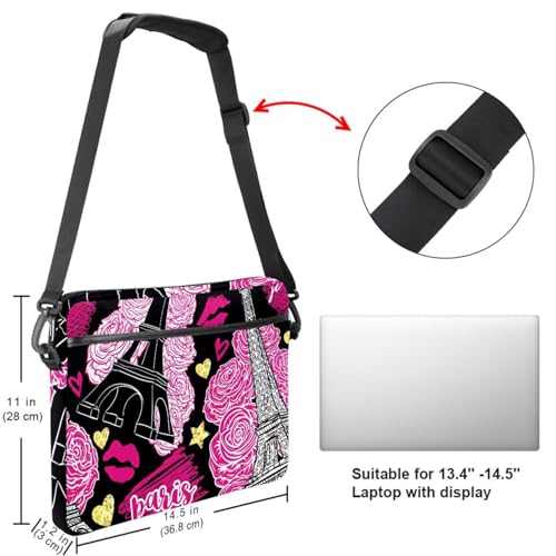 Funda para laptop 13.3 pulgadas que evita arañazos con diseño de rosas y Torre Eiffel 7