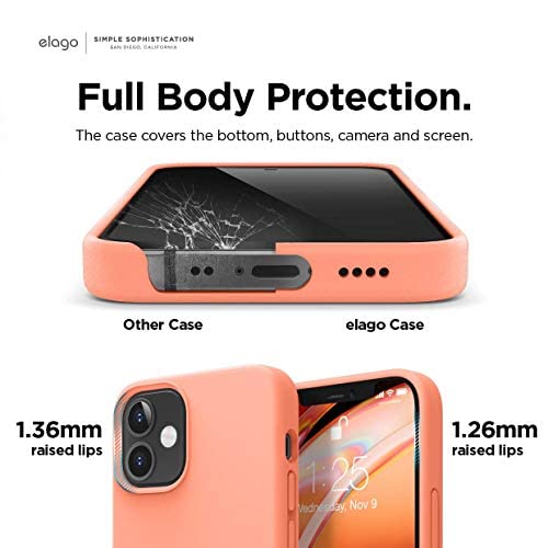 Elago Compatible With Iphone 12 Mini Case, Liquid Silicone Case, Full Body Protection (Screen & Camera Protection) For Iphone 12 5.4 Inch (Orange) #TOP4