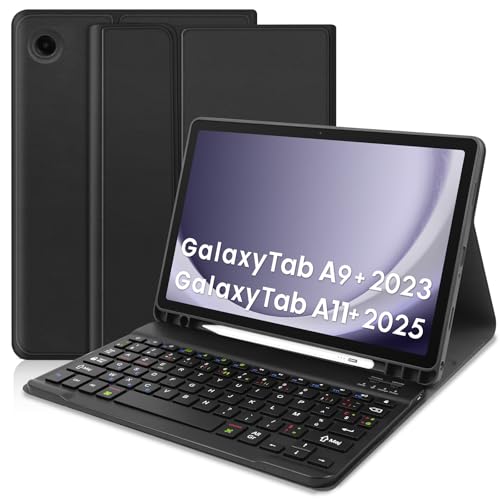 Zabatoco Étui Clavier Compatible avec Samsung Galaxy Tab A11+ 2025 / A9+ 2023 11 Pouces, AZERTY Français Clavier Coque pour Samsung Galaxy Tab A9 Plus / A11...