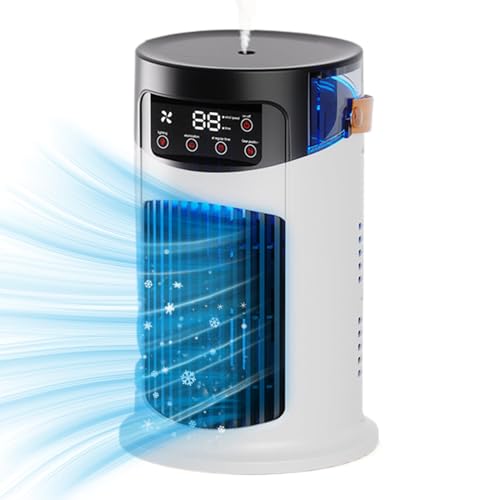 Elektrischer Schreibtisch- Kühler, geräuscharm, Verdunstungsluftkühler, Tisch- Nebel- Luftbefeuchter mit 5 Blättern, vielseitiges Sommerwindgerät für Schlafzimmer, Arbeitszimmer, Küche-8