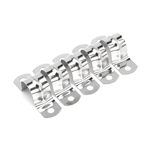 Image of 25 PCS M20 304 Stainless Steel Rigid Pipe Strap Two Hole Cable Strap u Bracket Pipe Clamps Heavy Duty Pipe Fasten Holder for Tube, Pipe or Wire Cord Installation (25, 20MM（3 /4 inch ）)