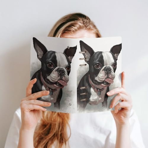 Carnet de notes terrier de Boston en cuir PU élégant et robuste