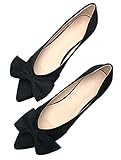 SAILING LU Bowknot Ballet Flats Womens Pointy Toe Flat Shoes Suede Dress Shoes Wear to Work Slip On...