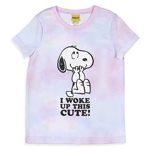 INTIMO Peanuts Girls' I Woke Up This Cute Snoopy Tie-Dye Sleep Pajama Set Shorts2