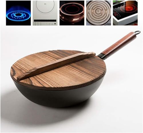 Wok de hierro fundido 12 pulgadas con tapa miniatura 3