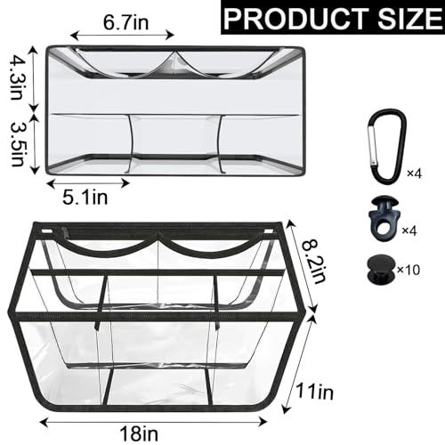LOSYHU Clear Beach Bag Organizer Accessories for Bogg Bags Organizer Insert Bag Waterproof Compatible with X Large Size Bogg Bags, Organizing and Divide Space, Clear-Black