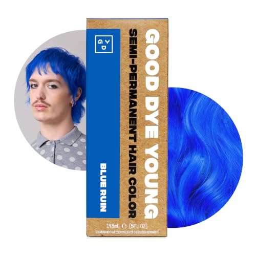 Good Dye Young Semi-Permanent Hair Color, Blue Hair Dye, 5 FL OZ, Blue Ruin