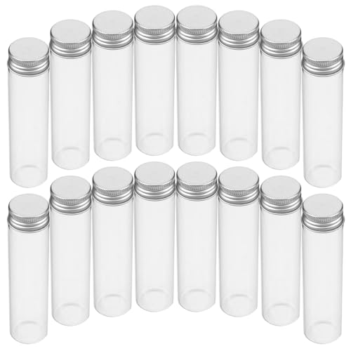 OUNONA 30 Unidades Frascos de Vidrio con Tapa Roscada Tubos de Ensayo Transparentes para Almacenamiento de Líquidos Especias Joyería y Polvo Envases Cilíndricos Reutilizables Compactos