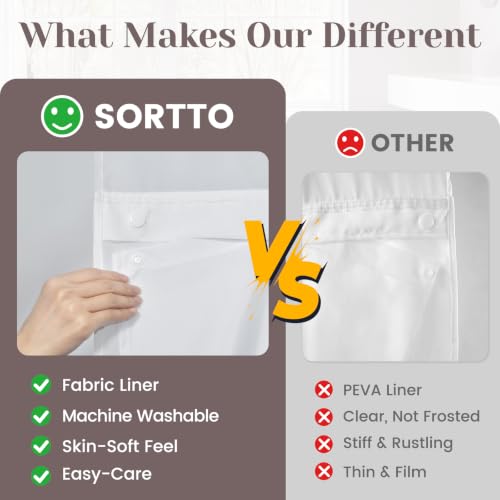 SORTTO Ringless Slub Shower Curtain with Snap in Liner, 36x74, Black by SORTTO - Used condition - Image 7