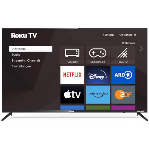 RCA Smart TV 55 Zoll (139cm) Fernseher Roku TV UHD 4K HDR10 HLG Triple Tuner HDMI USB WiFi (Nur für Deutschland) 2024