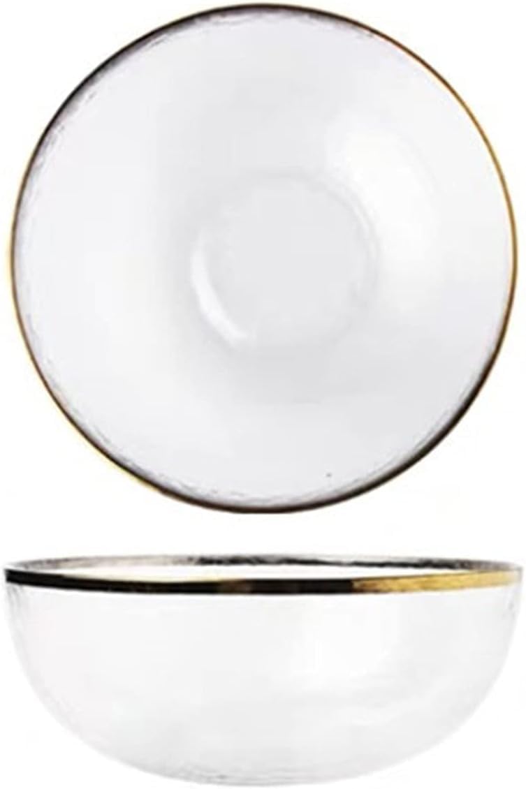 Schüssel, Glasschalen, Glas-Gold-Inlay-Rand, Obst-Reis-Salatschüssel(Large)