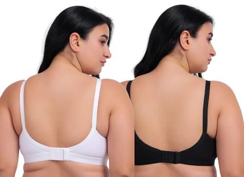 Image of Fabme Women's Seamless Plus Size Cross-Belt -White, Black Pack of 2, 3