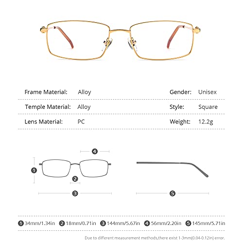 Image of HEPIDEM Vintage Style Rectangular Metal Eyeglasses for Men,New Retro Square Optical Glasses Frame