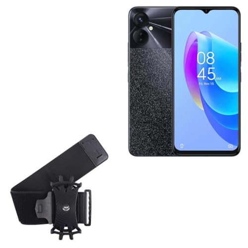 BoxWave Holster Compatible with Tecno Spark 9 Pro - ActiveStretch Sport Armband, Adjustable Armband for Workout and Running - Jet Black