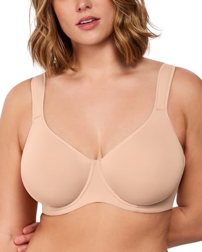 Image of HSIA Bras for Women Minimizer Full Coverage, Plus Size T Shirt Unlined Underwire Smooth Bra, Seamless Cups Joan Ultimate Soft