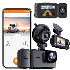 Dash Cam with WiFi 1080P FHD Car Driving Recorder Front and Inside Two Lens Car Cameras HD Infrared Night Vision/G Sensor/Loop Recording/APP Remote Monitoring (Black)