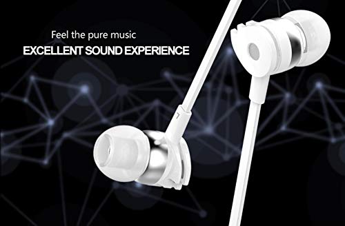 Image of Celebrat Series D1 Flat Wired Plastic in-Ear Earphone Stereo Sound Mobile Earphones with Mic (White)