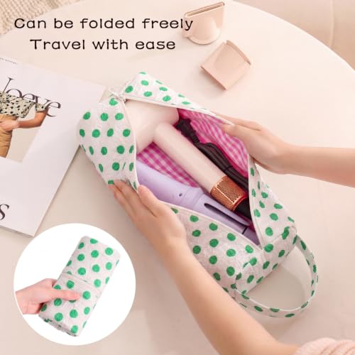 Image of RSRSLEII Polka Dot Hair Tools Travel Bag,Hair Styling Accessories Storage Case for Shark FlexStyle,Dyson Airwrap Hair Dryer,Curling Iron,Straightener,Revlon Hair Tools,Portable&Foldable(25Green&White)