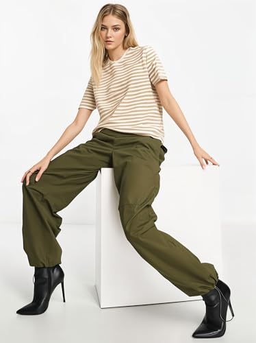 Image of Mack Jonney Oversized | Loose Fit | Half Sleeves 100% Cotton Round Neck Striped T-Shirt for WOMEN-MACK640651