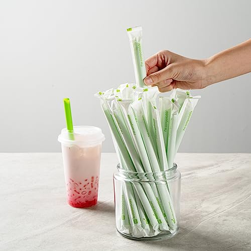 Pitillos desechables verdes 9.1 pulg 100 unidades Restaurantware miniatura 6