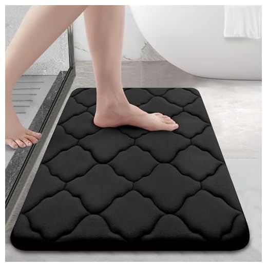 OLANLY Memory Foam Bath Mat-Rug, Black