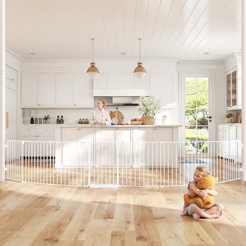 Cideny 190' Extra Wide Baby Gate Playpen, Adjustable Baby Fence Play Yard, Long Dog Gates Indoor for Stair Doorway Fireplace, Large Child Gate for...