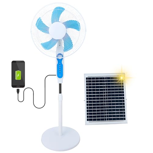 Megaluz AIRS25W09 Ventiladores de Piso 25W con Panel Solar, 3 Velocidades, Ventilador Pedestal Para Sala de Estar,...