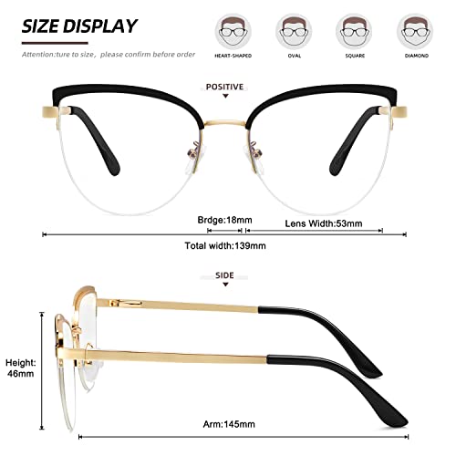 Image of MEETSUN Cat Eye Blue Light Blocking Glasses Women Metal Frame Computer Eyeglasses Fake Glasses for Anti Eyestrain & UV Glare