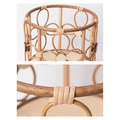 Soporte de planta de ratán de piso redondoo - Flores Pabras de soporte para macetas con piernas | Capacal de mimbre hueco Rattan Soporte de plantas de interior | Pastel de exhibición rústica