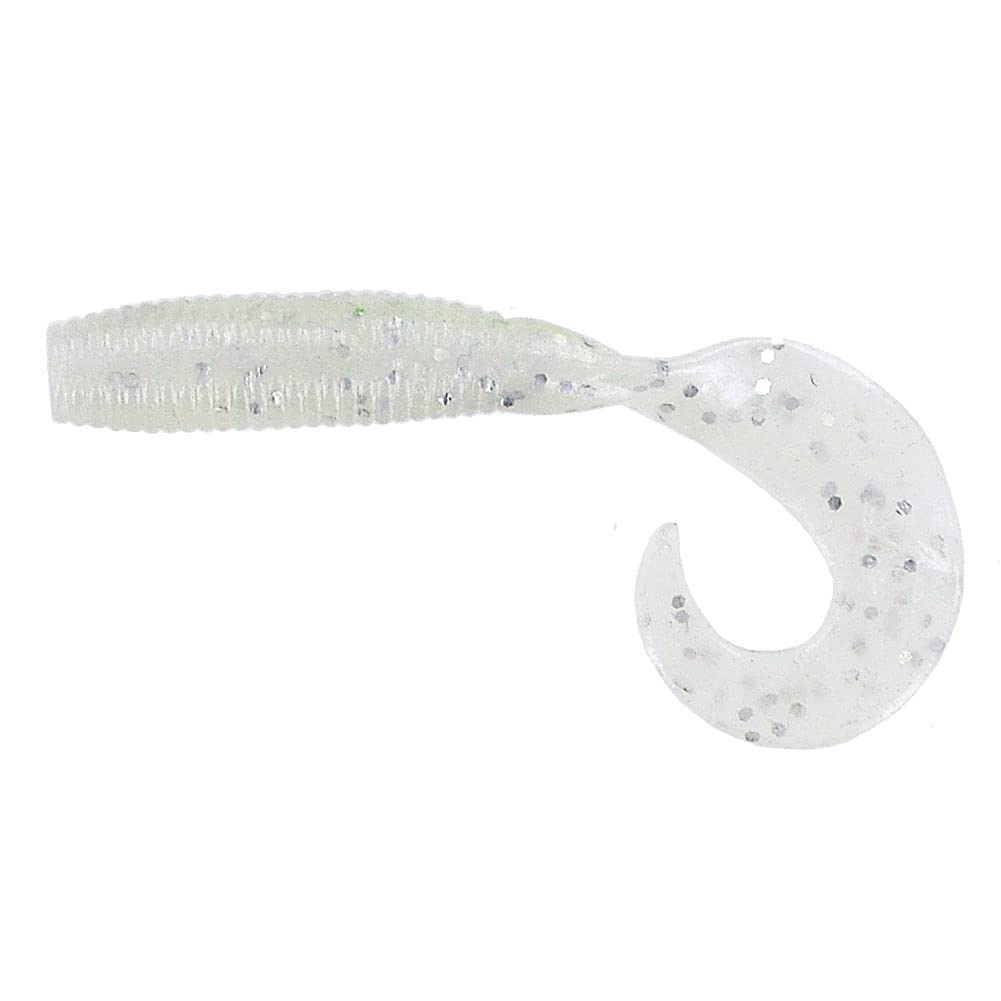 Yamamoto Single Tail Grub 4", Blue Pearl w/large silver — image 1