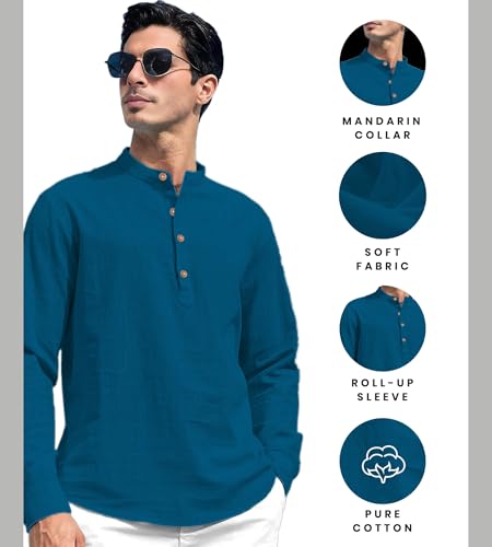 Image of Slim Fit Short Kurta for Men and Boys.(KRT BTN06, Navy Blue)
