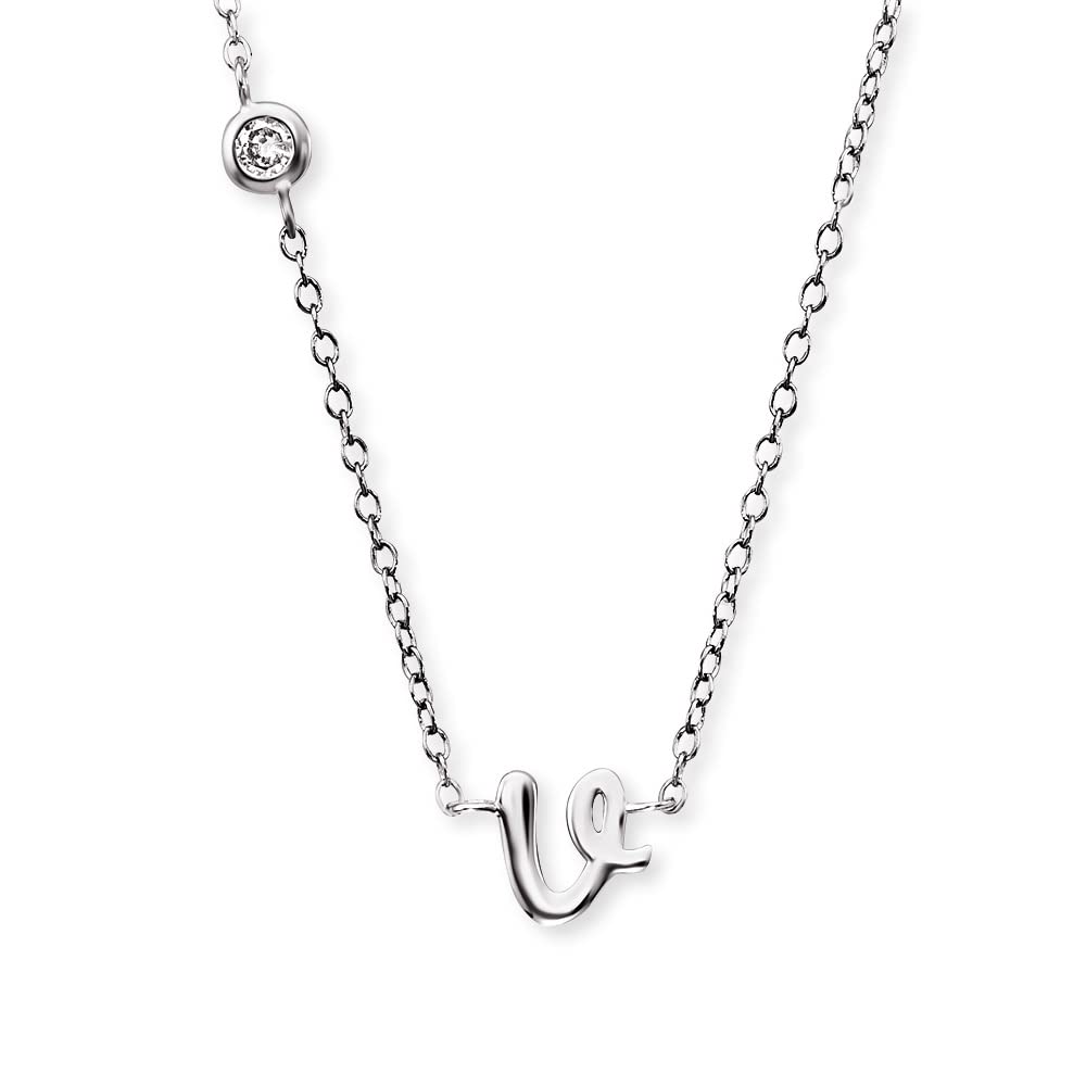 Angel Whisperer ERN-INITIAL-C Pendant with Chain Letter V Sterling Silver