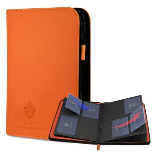 Card Guardian - Premium 4 Pocket Card Binder 160 Side Loading Pocket with Zipper for Trading Card Games TCG (Orange)